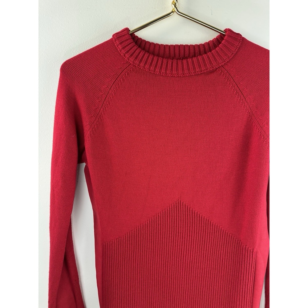 ✨2/$20 Athleta Mesa Sweater Wool Blend Radiant Red Small Raglan Ribbed Crew - Picture 3 of 11